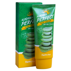 Зволожувальний сонцезахисний крем з екстрактом алое вера FARM STAY Aloevera Perfect Sun Cream SPF50+ PA+++