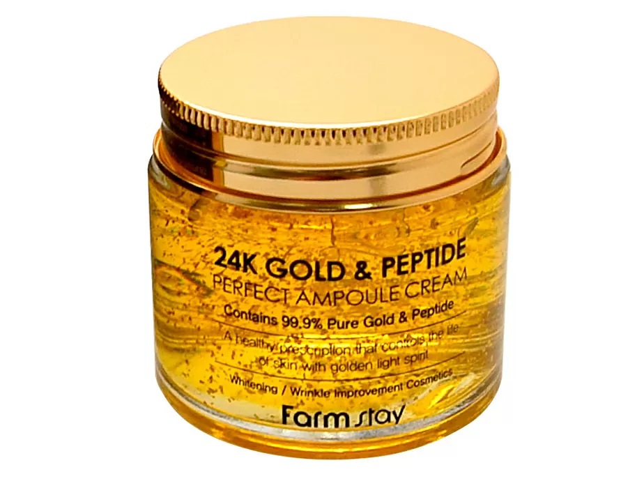 Ампульний крем для обличчя із золотом та пептидами FarmStay 24K Gold & Peptide Perfect Ampoule Cream фото 3