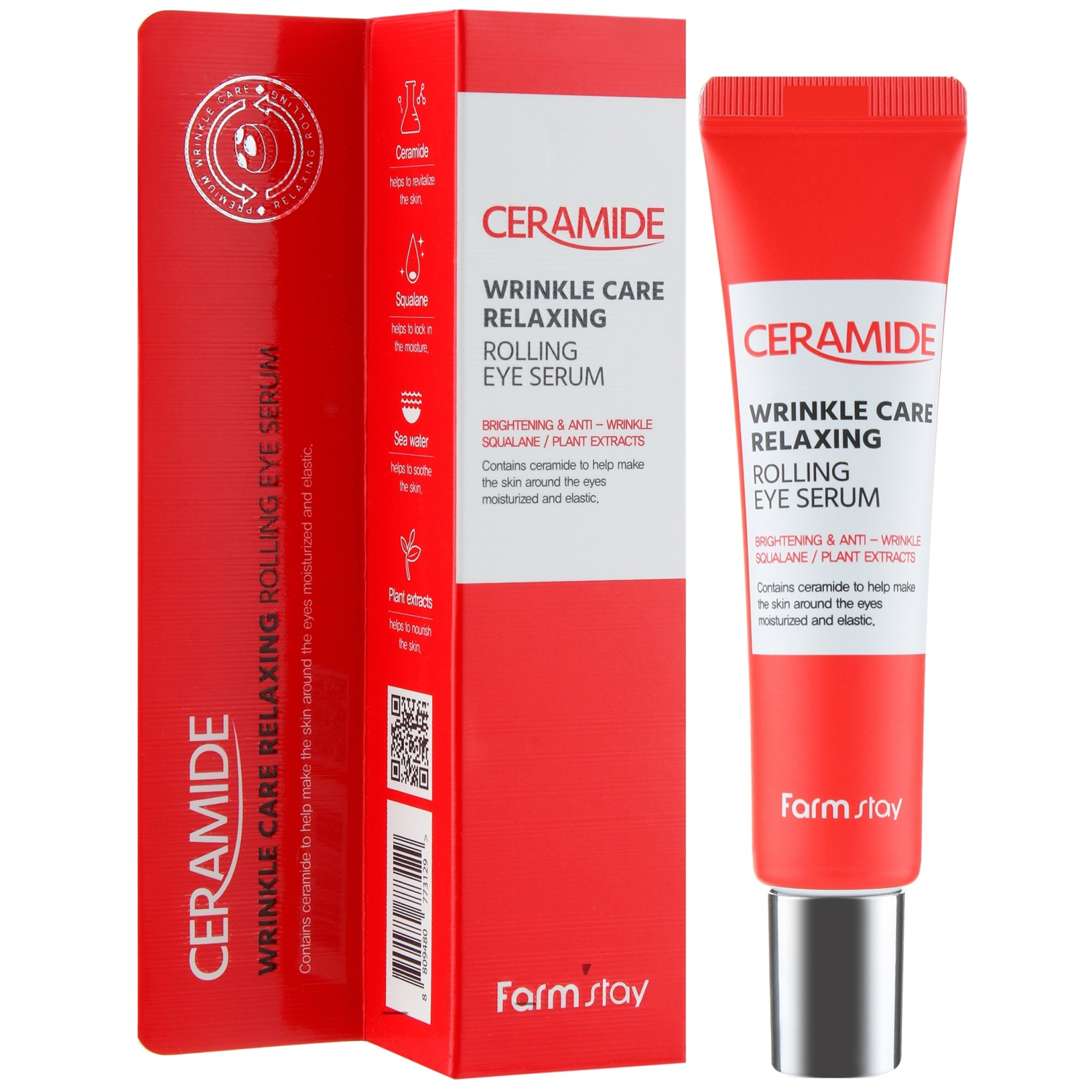 Антивікова сироватка-ролер для шкіри навколо очей з керамідами FarmStay Ceramide Wrinkle Care Relaxing Rolling Eye Serum фото 2
