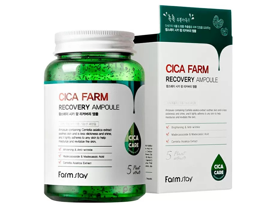 Відновлююча сироватка для обличчя з центелою FarmStay Cica Farm Recovery Ampoule фото 2