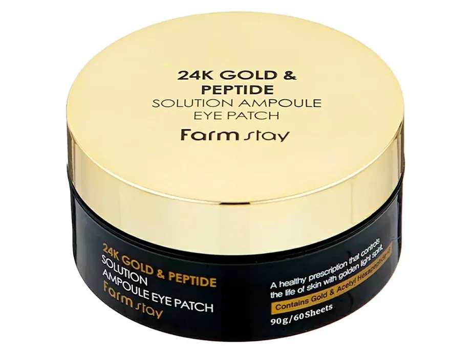 Гидрогелевые патчи под глаза с золотом и пептидами FarmStay 24K Gold & Peptide Solution Ampoule Eye Patch фото 2