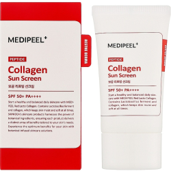 Сонцезахисний крем для звуження пор з колагеном та пептидами Medipeel Red Lacto Peptide Collagen Pore Lifting Sun Screen SPF 50+ PA++++ фото 2