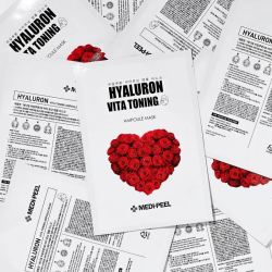 Тонізуюча пептидна маска для обличчя Medipeel Hyaluron Vita Toning Ampoule Mask фото 3