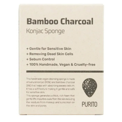 Натуральний спонж «Конняку» для обличчя з деревним вугіллям Purito Bamboo Charcoal Konjac Sponge фото 3