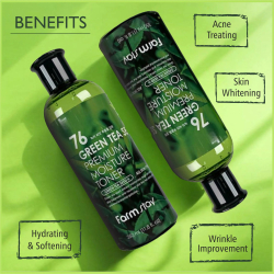Тонер для обличчя із насінням зеленого чаю FarmStay 76 Green Tea Seed Premium Moisture Toner фото 2