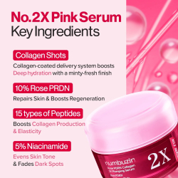 Концентрована сироватка для обличчя з пептидами та спікулами Numbuzin No.2 Rose PDRN Collagen 2X Plumping Serum фото 5